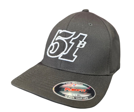 Raised 51B Flexfit Hat- Solid Black