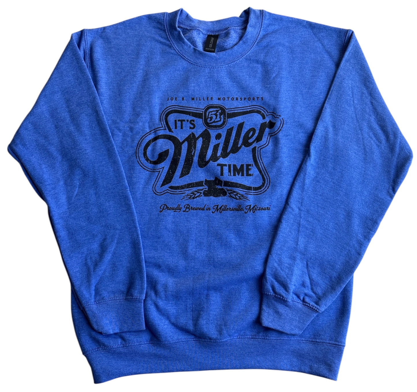 "Miller Time" Crewneck Sweatshirt- Heather Royal