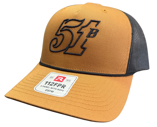 Raised 51B Mesh Rope Hat- Caramel/ Black